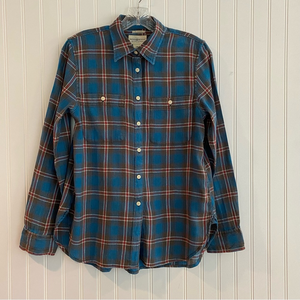 Denim & Supply Ralph Lauren blue plaid shirt SIZE MEDIUM